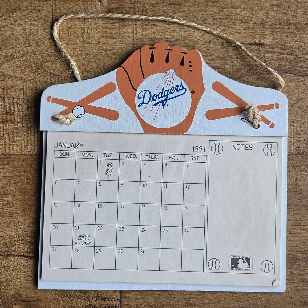 Vtg 1991 Los Angeles Dodgers Hanging Calendar